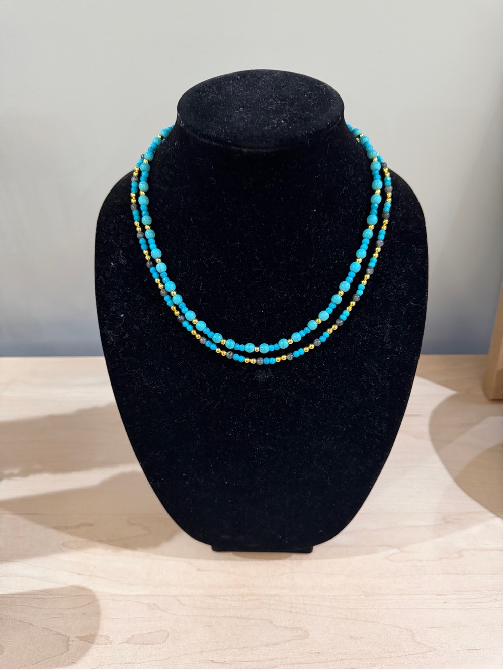 Turquoise Beaded Double-Strand Necklace - Unbranded